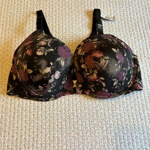 Torrid XO Plunge Push Up Front Close Floral with Skulls  NWT